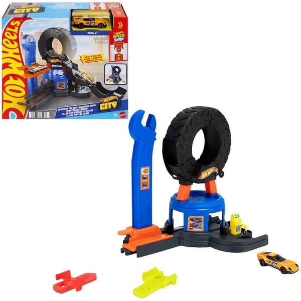 Hot Wheels City Downtown Däckverkstad leksaksset