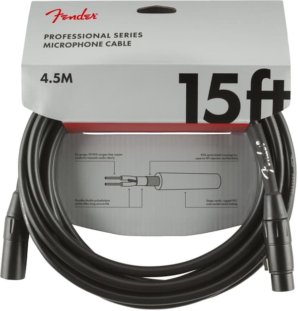 Fender Professional mikrofonkabel, 4,5 m, svart
