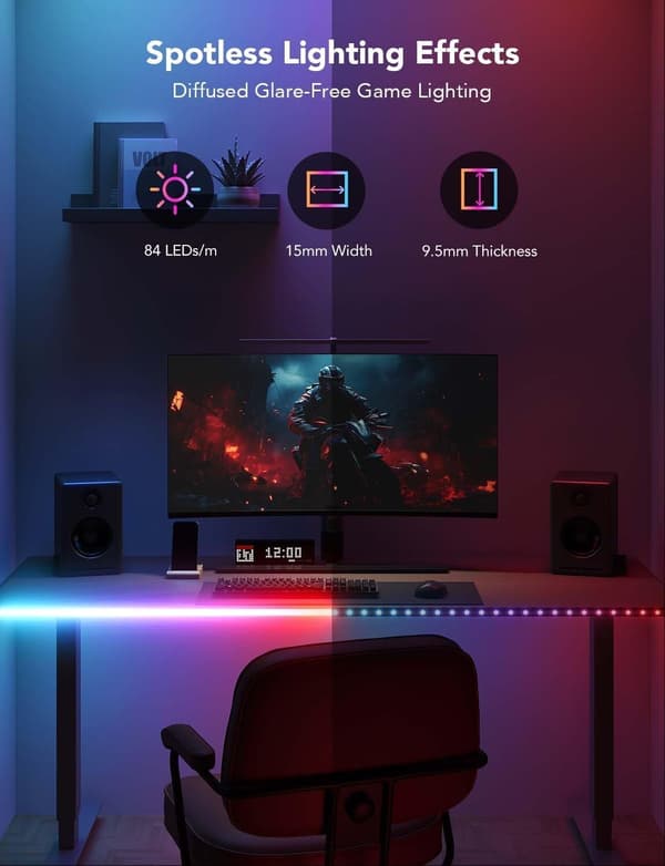 Govee Neon Rope Table LED Light -belysningsbånd til skrivebordet, 2 m