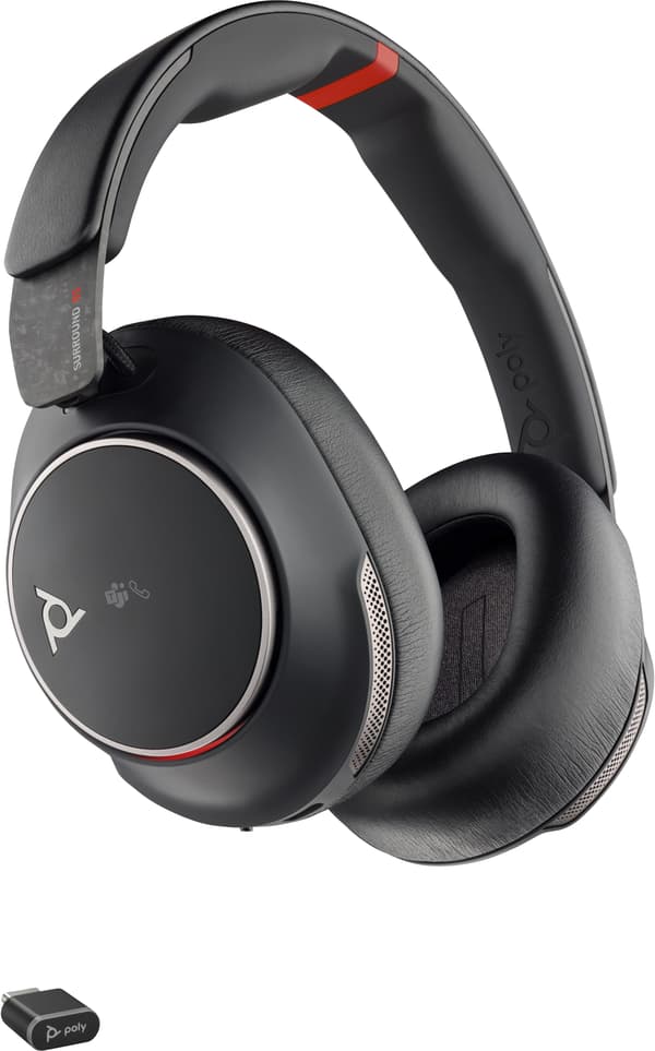 Poly Voyager Surround 85 UC - USB-C-headset + USB-C-/A-adapter + laddningsställ (8G7T8AA)