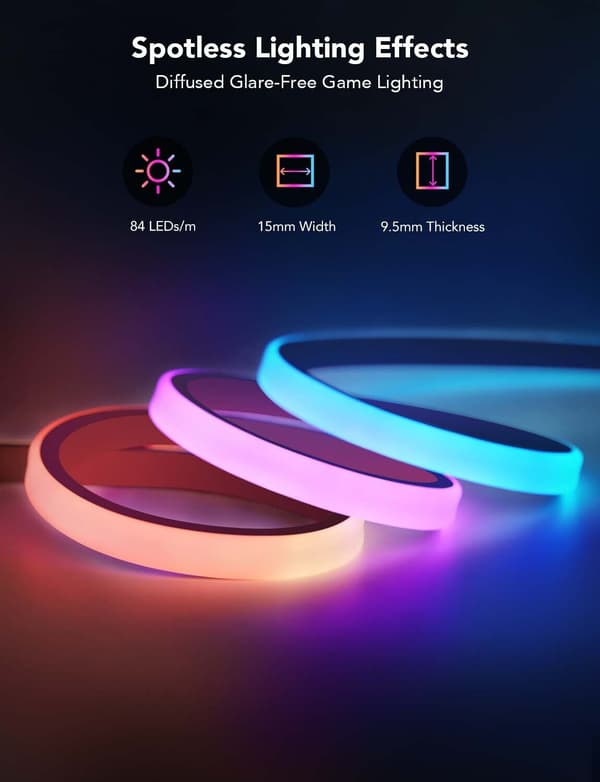 Govee Neon Rope Table LED Light -belysningsbånd til skrivebordet, 2 m