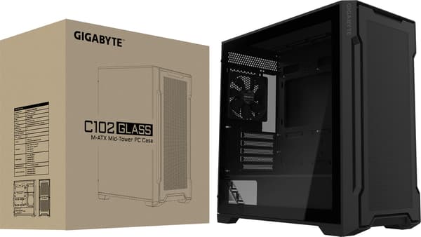 GIGABYTE C102 GLASS mATX chassi, svart