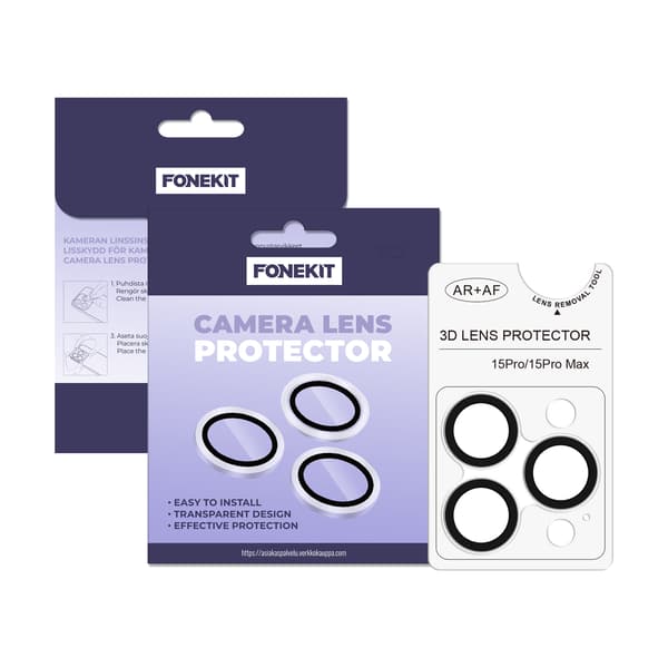 FoneKit kameralinsskydd, iPhone 15 Pro / 15 Pro Max, transparent