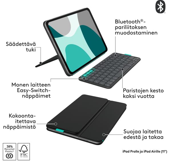Logitech Flip Folio för 11-tums iPad Pro och iPad Air