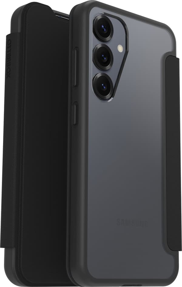 OtterBox React Folio plånboksfodral, Samsung Galaxy S25, svart / transparent