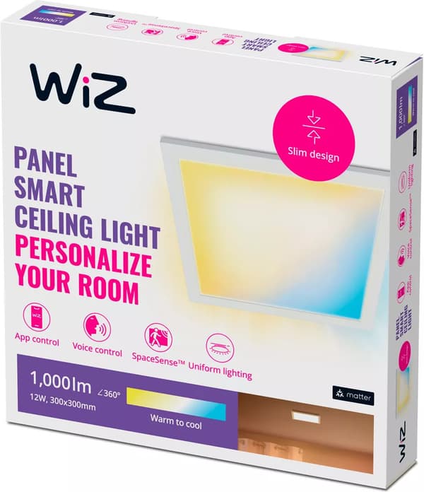 WiZ Panel Ceiling 12W 27-65K TW takarmatur, vit