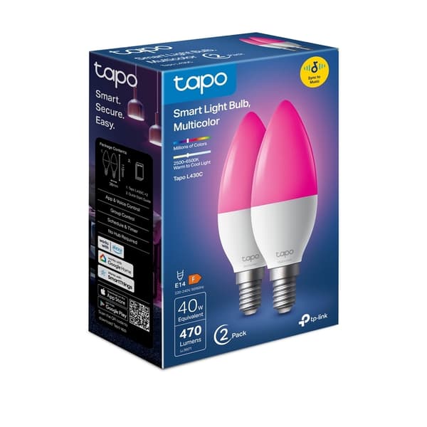 Tapo L430C smart lampa, E14, 470 lm, 2-pack