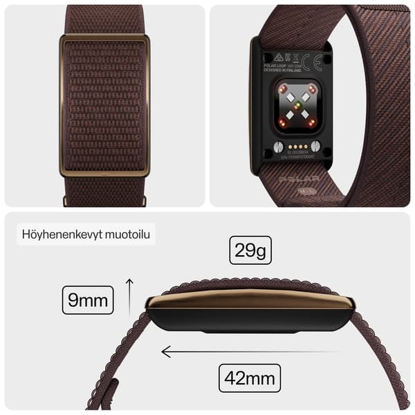 Polar Loop aktivitetsarmband, S-L, brun