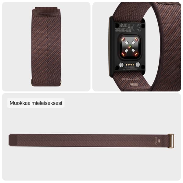 Polar Loop armband, S-L, brun
