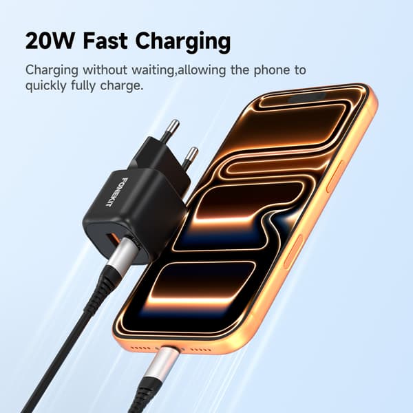 FoneKit Mini 20 W, USB-C + USB-A, svart