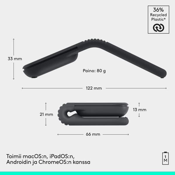 Logitech Mobi Fold trådlös mus, svart