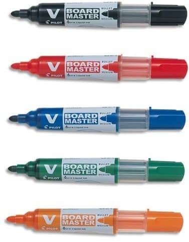 Pilot WB Marker - whiteboardpenna, 5 olika färger, rund spets
