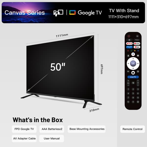 FPD 50" D900 4K LED Google TV