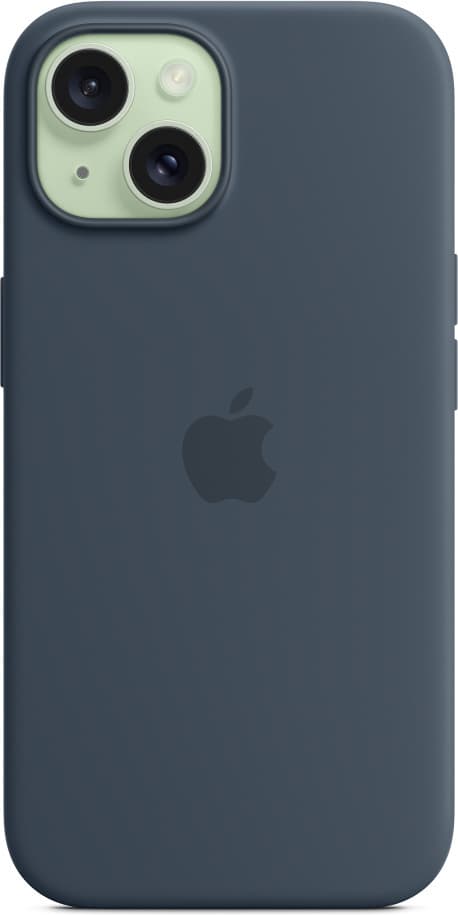 Apple iPhone 15 silikonfodral med MagSafe, stormblå