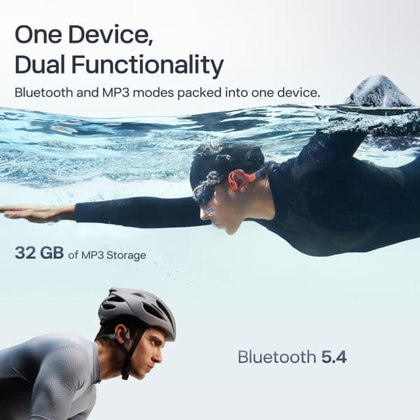 Shokz OpenSwim Pro benledningshörlurar, röd