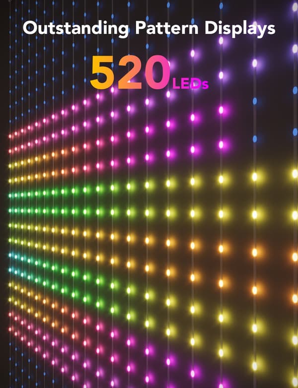 Govee Wi-Fi & Bluetooth Gardin LED-ljusslinga, 2000 mm