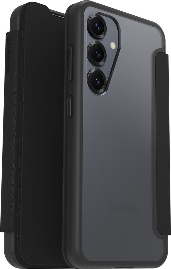 OtterBox React Folio plånboksfodral, Samsung Galaxy S25, svart / transparent