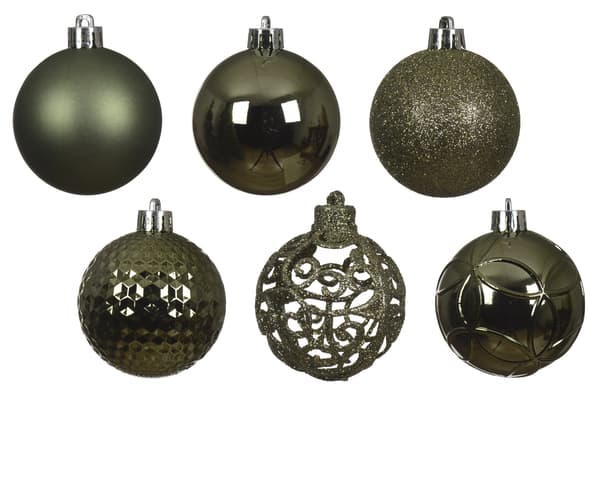 Decoris Shatterproof granprydnadsset, 6 cm, rosmarin, 37 st