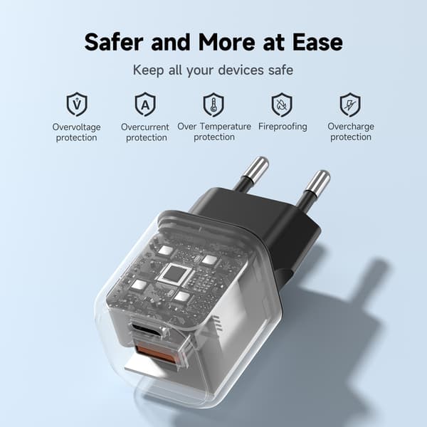 FoneKit Mini 20 W, USB-C + USB-A, svart