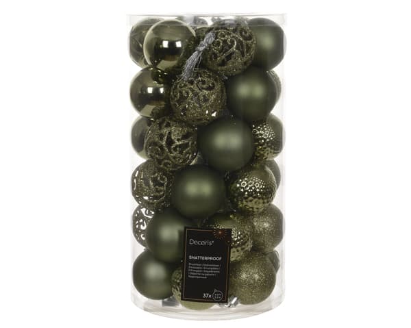 Decoris Shatterproof granprydnadsset, 6 cm, rosmarin, 37 st