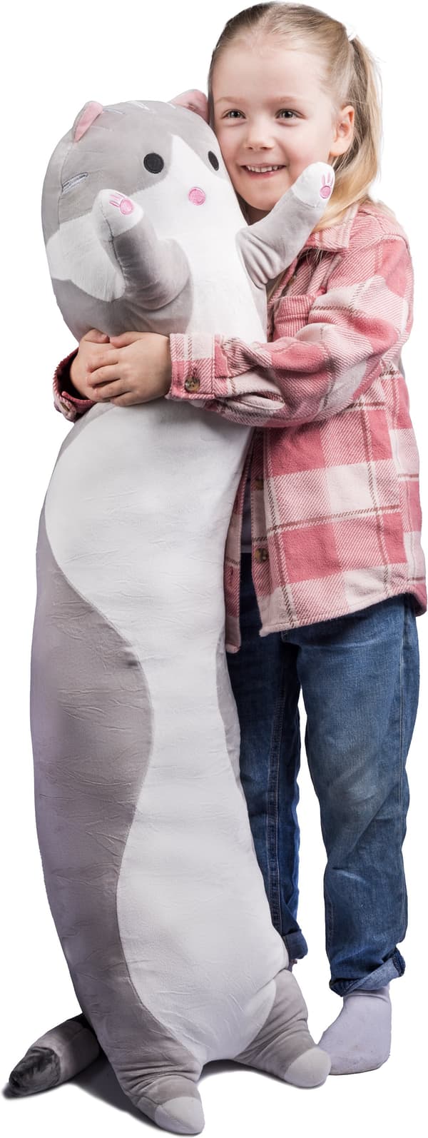 Milla & Måns - kattplyscheleksak, 110 cm, grå