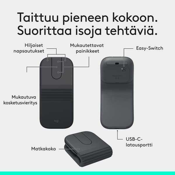 Logitech Mobi Fold trådlös mus, svart