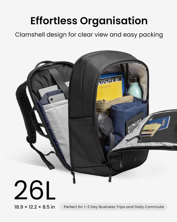 tomtoc UrbanEX-T77 Laptopryggsäck, 26 l, svart