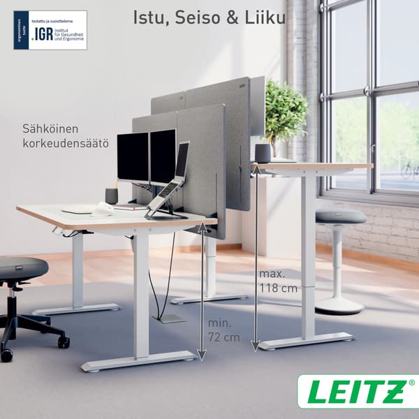 Leitz Ergo elektriskt skrivbord, 140 x 80 cm