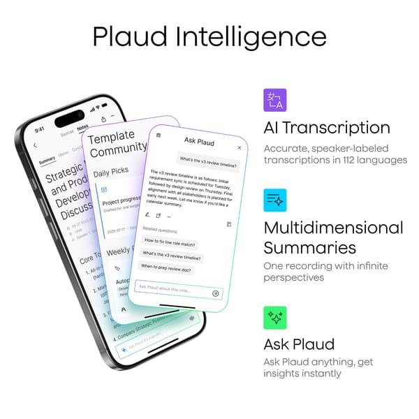 Plaud Note Pro Smart AI-röstinspelare, svart