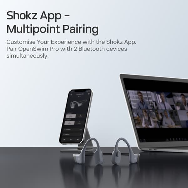 Shokz OpenSwim Pro benledningshörlurar, grå
