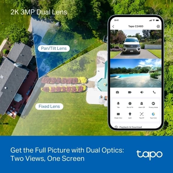 TP-Link Tapo C246D dubbla övervakningskamera för utomhusbruk