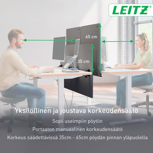 Leitz höjdjusterbar bordsskärm, 70 x 60 cm