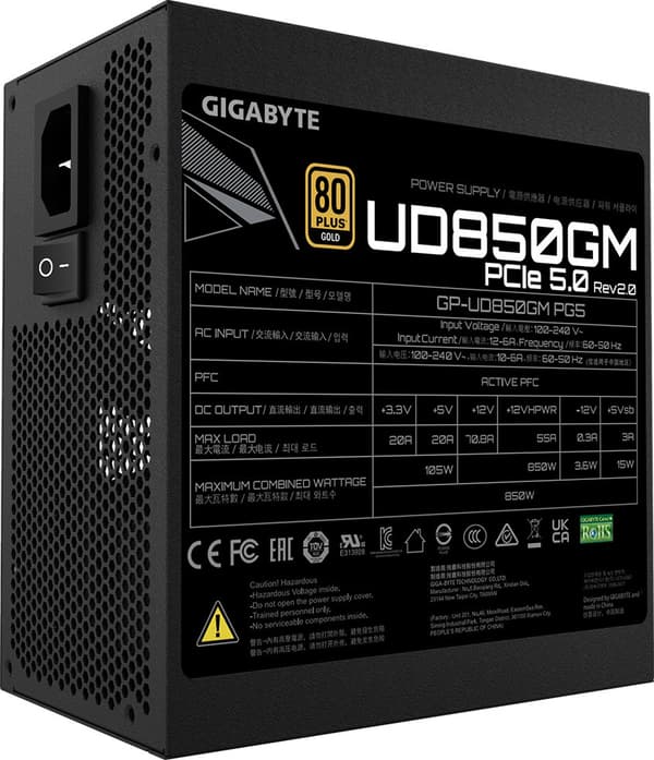 Gigabyte UD850GM PG5 V2 nätaggregat, svart