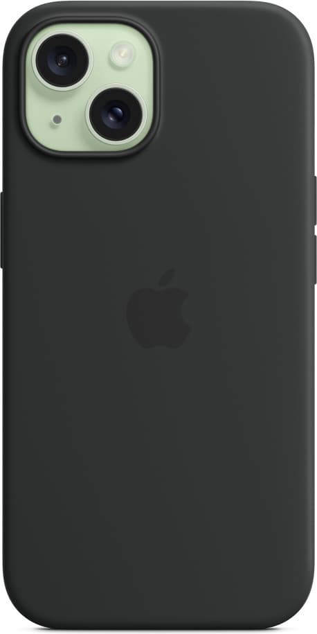 Apple iPhone 15 silikonfodral med MagSafe, svart