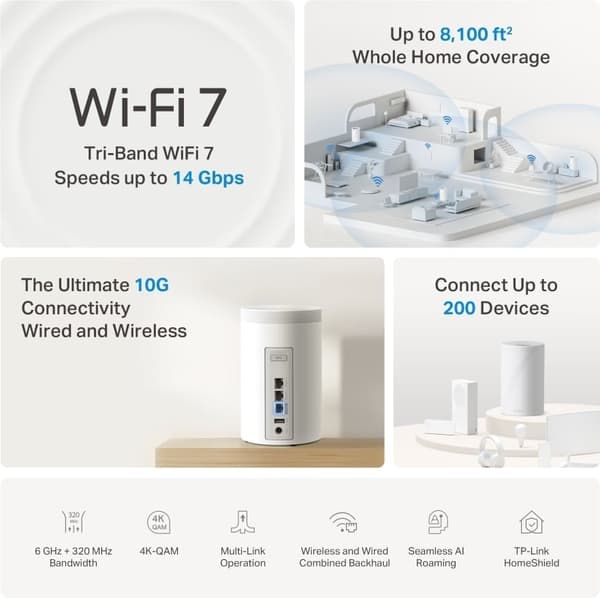 TP-Link Deco BE68 Tri-Band Mesh-system, 2 st
