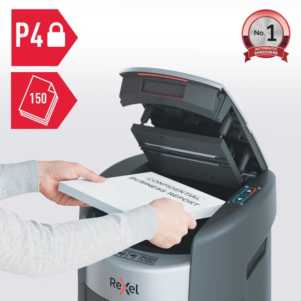 Rexel ShredMax 150X automatisk dokumentförstörare, P4