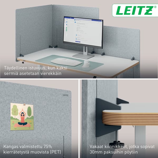 Leitz höjdjusterbar bordsskärm, 70 x 80 cm