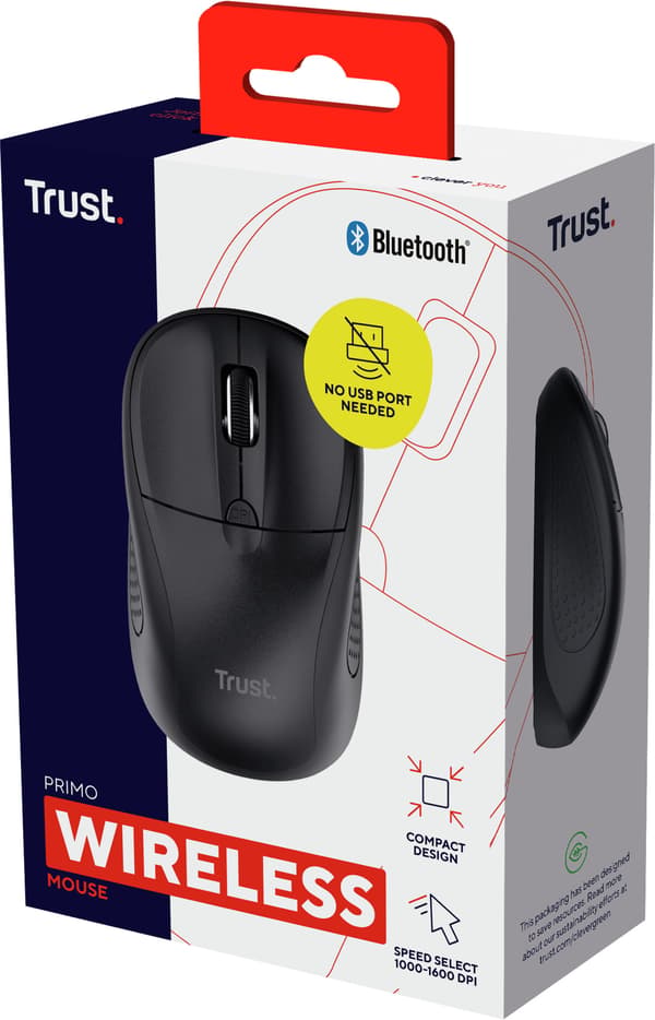 Trust Primo trådlös Bluetooth-mus, svart