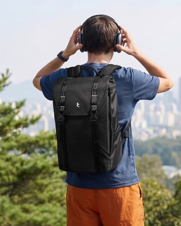 tomtoc VintPack TA1 Liteway datorryggsäck, 22 l, svart