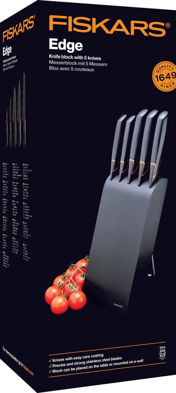 Fiskars Edge -knivställ + knivset, 5 delar