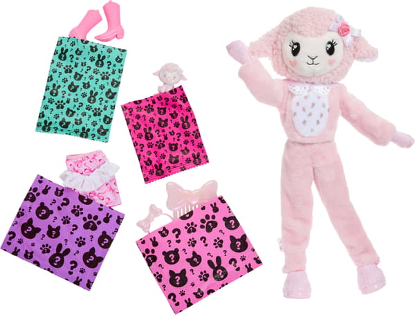 Barbie Cutie Reveal Sweet Bows modedocka, rosa får
