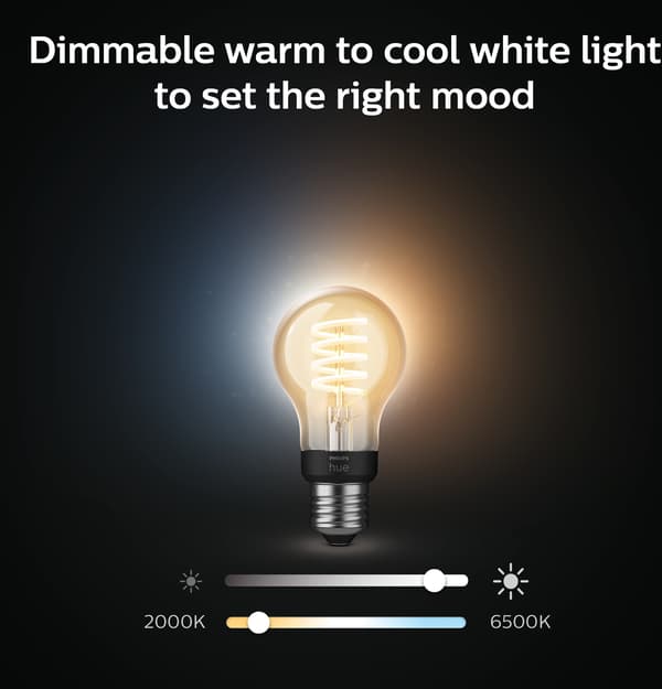 Philips Hue White Ambiance Filamet, E27, 3 st