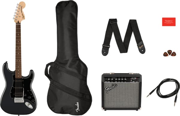 Fender Squier Affinity Series Stratocaster HSS Pack -gitarrpaket, Charcoal Frost Metallic