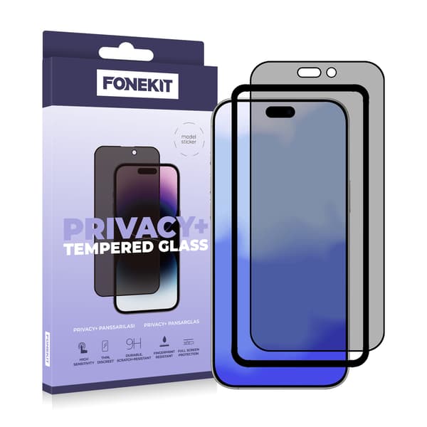 FoneKit Privacy+ Full Cover härdat glas, iPhone 17 Pro