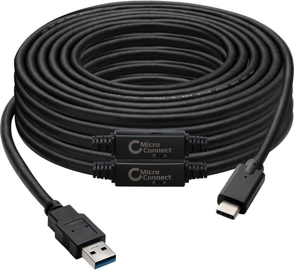 MicroConnect USB-A - USB-C 3.2 kabel, aktiv, 10 m