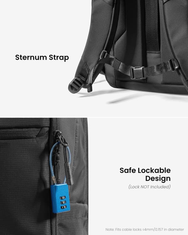 tomtoc UrbanEX-T77 Laptopryggsäck, 26 l, svart