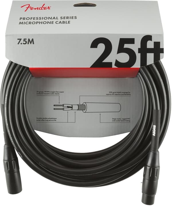 Fender Professional mikrofonkabel, 7,5m, svart