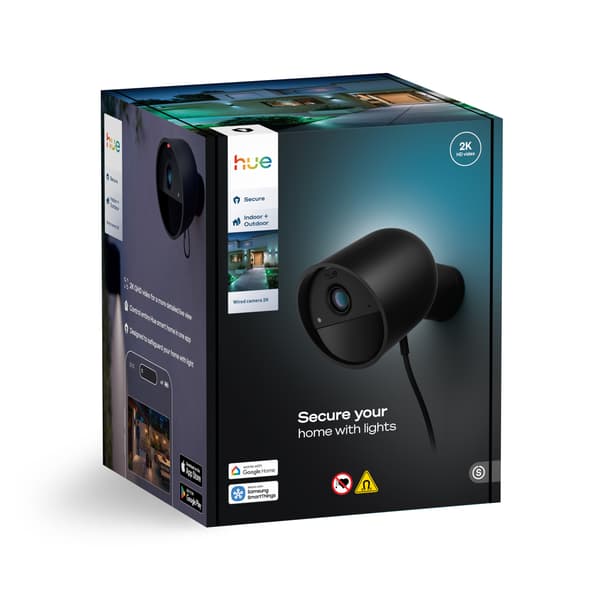 Philips Hue Secure 2K övervakningskamera, trådad, svart