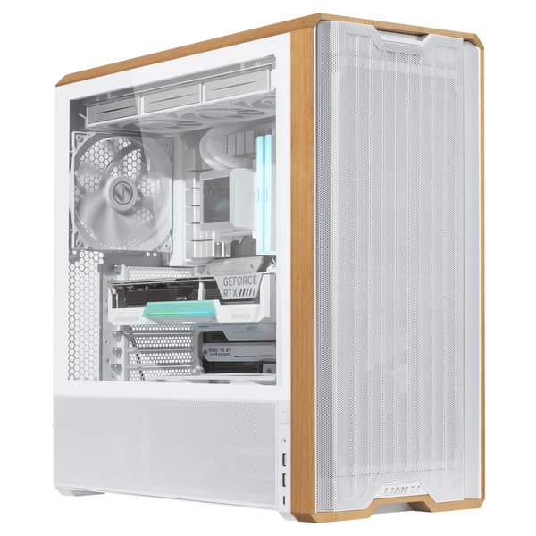 Lian Li Lancool 217 ATX-chassi, vit/björk