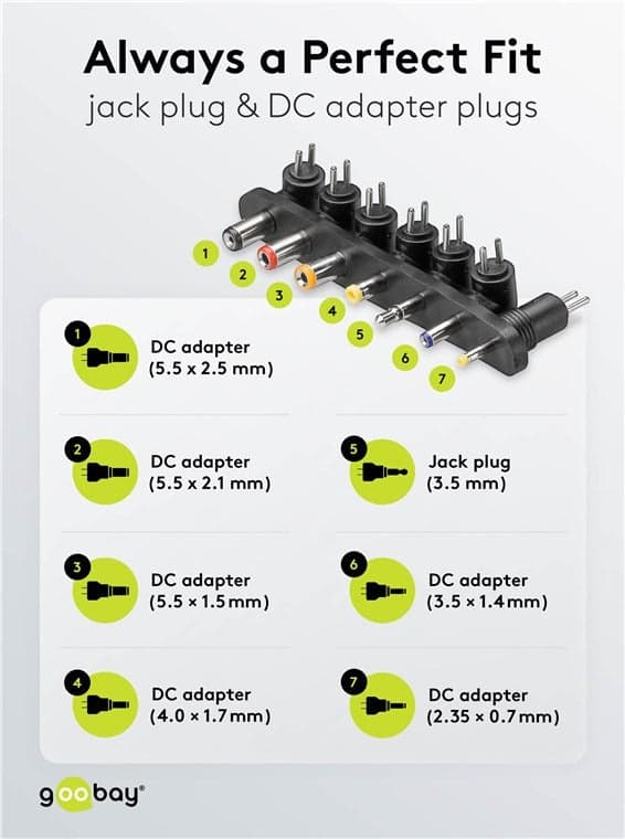 Goobay universalnätadapter 9–24 V, 24 W, 1,5 A